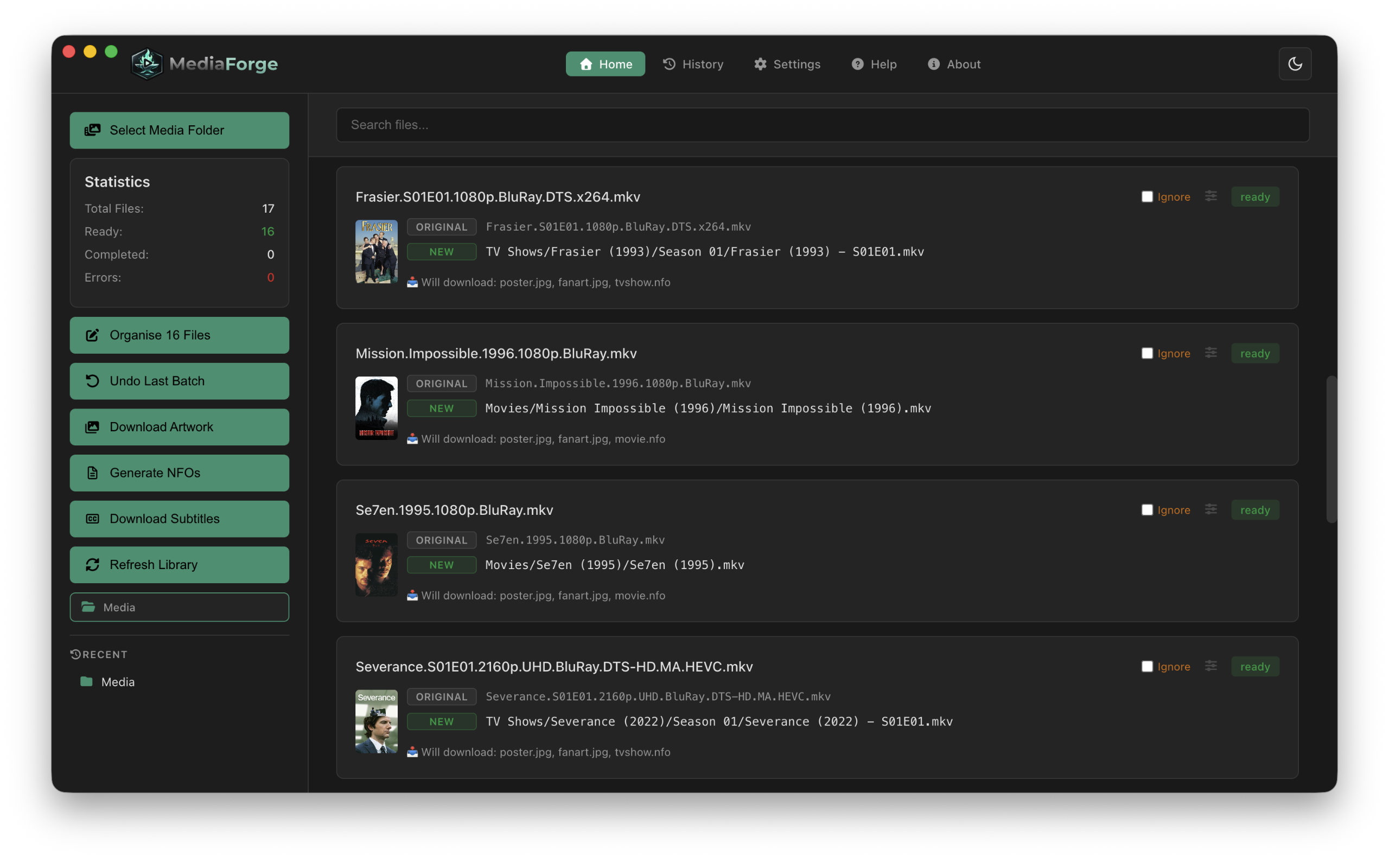 Media Forge — file list