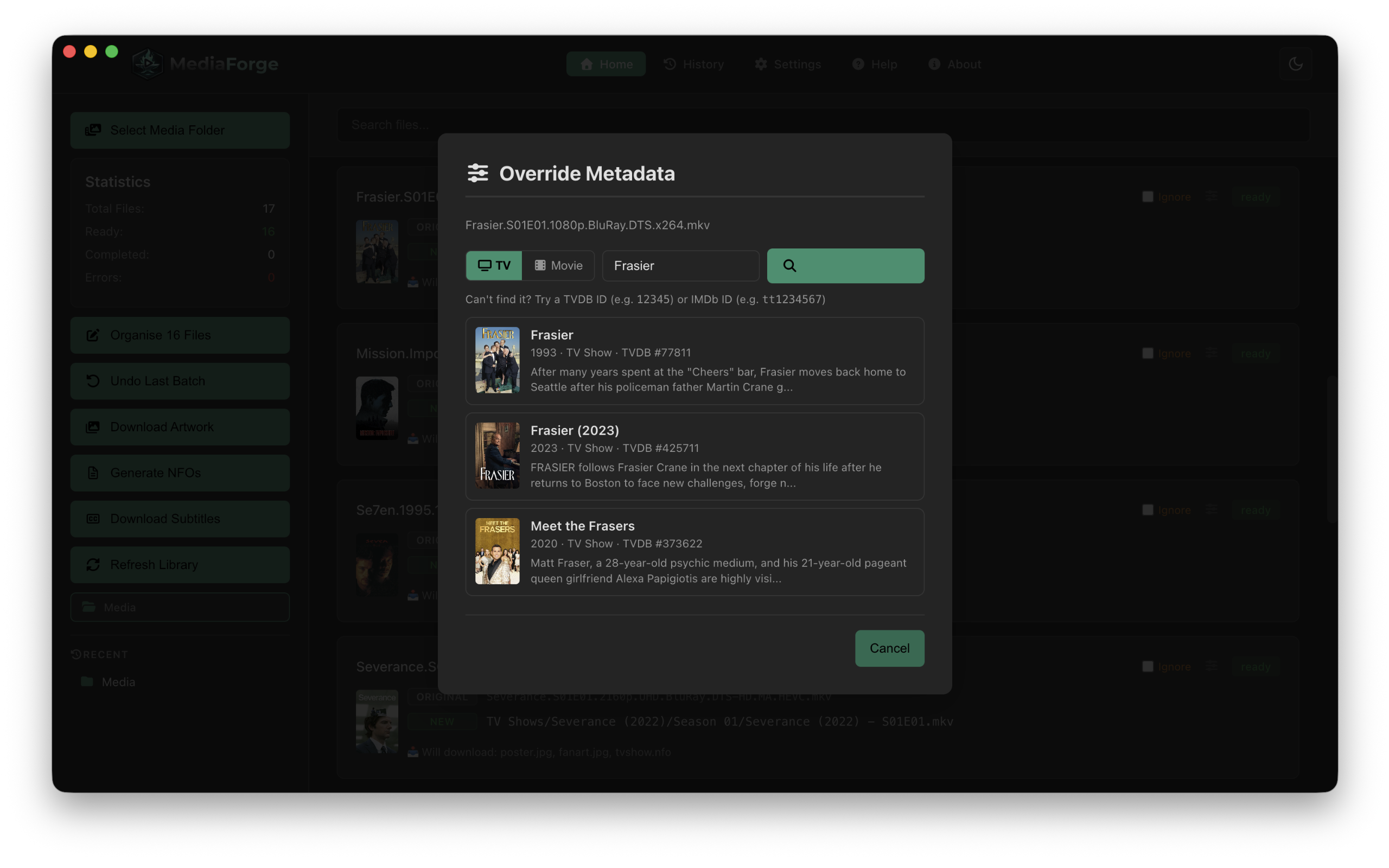 Media Forge — override metadata