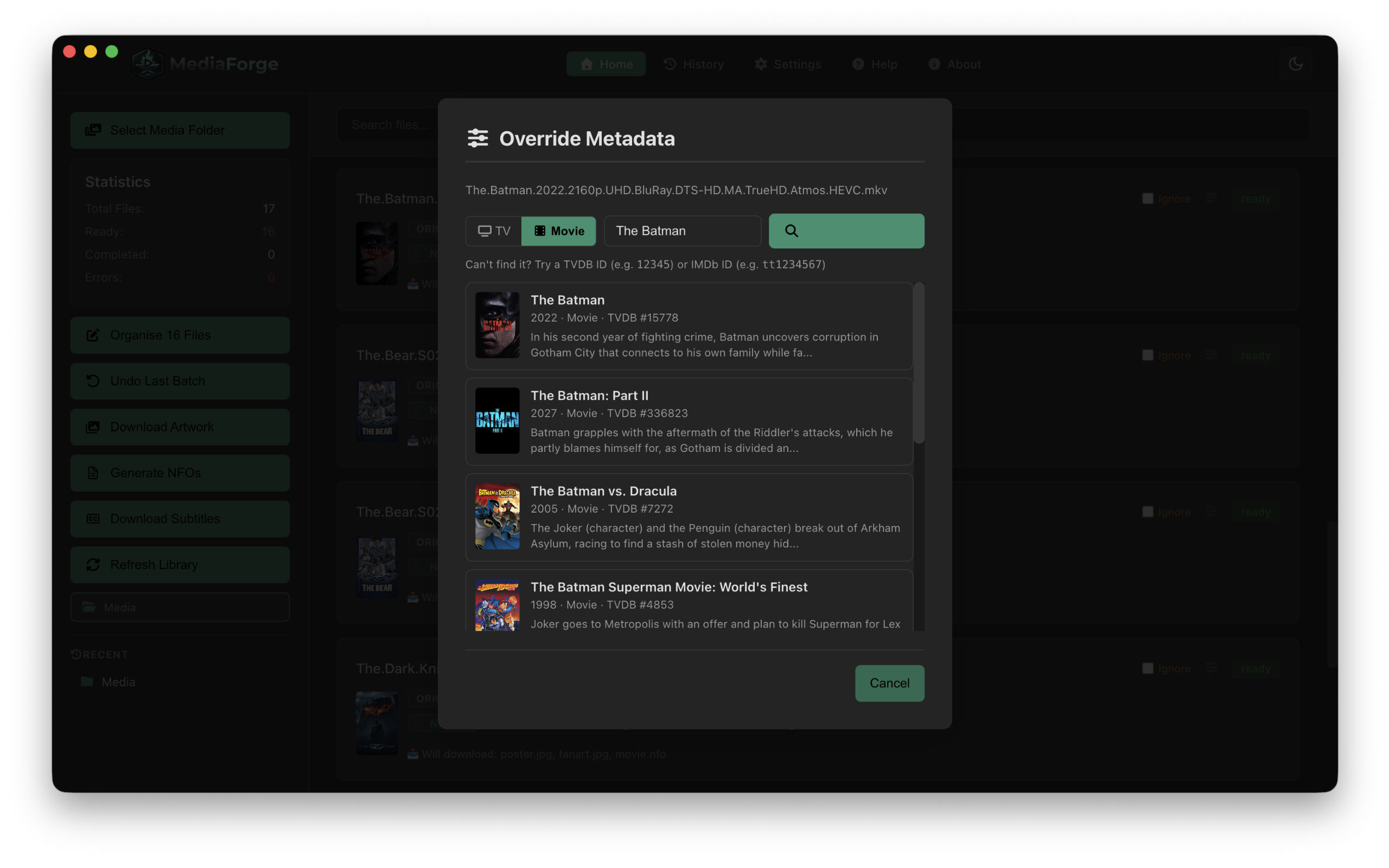 Media Forge — search results