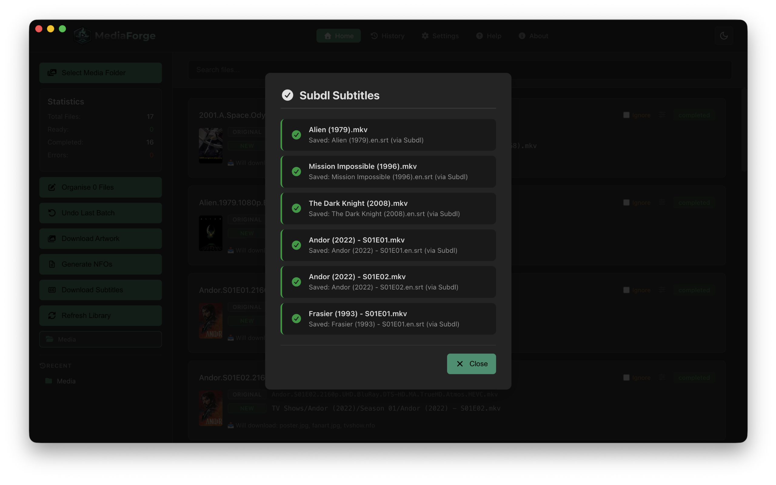 Media Forge — subtitle download