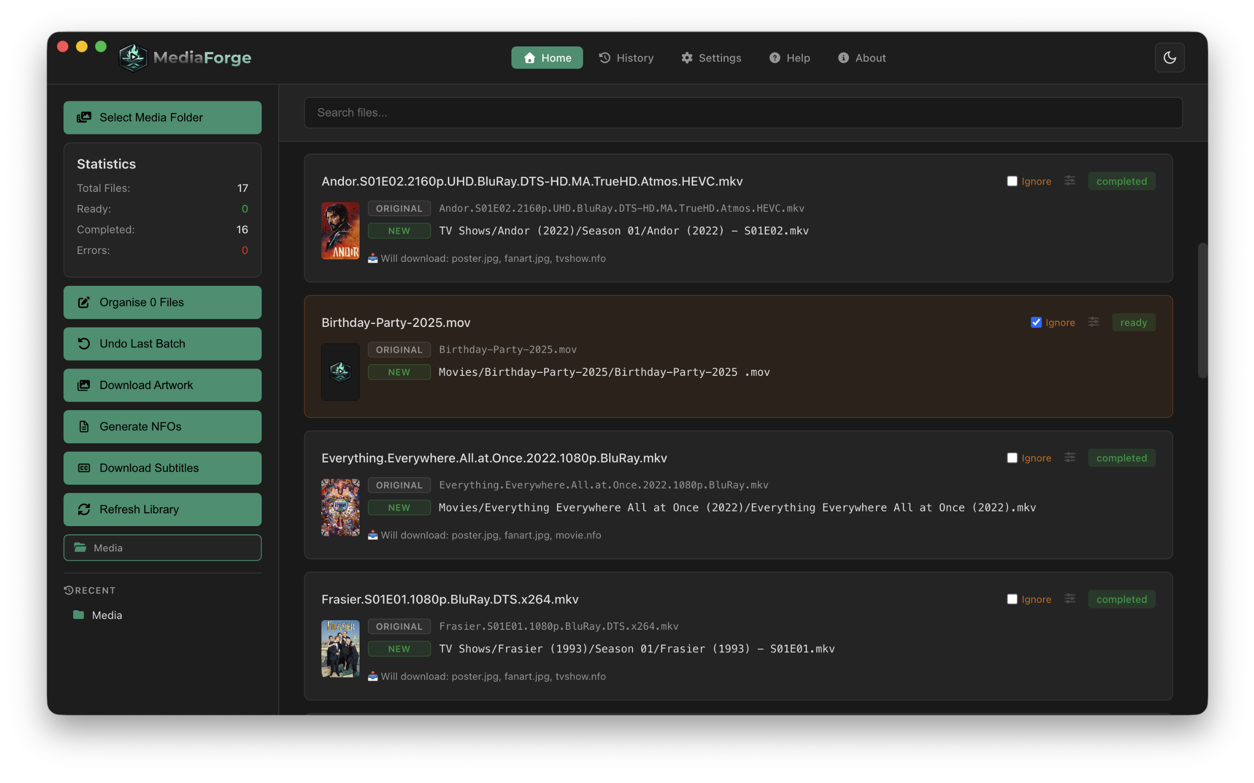 Media Forge — ignore unmatched files